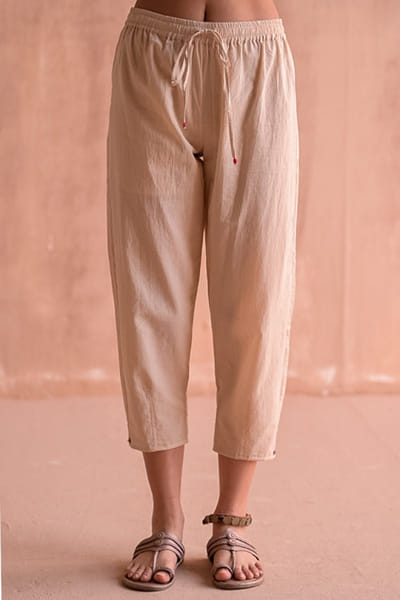 White cotton chanderi pants