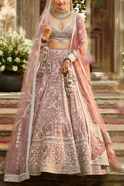 Pink embroidered lehenga set