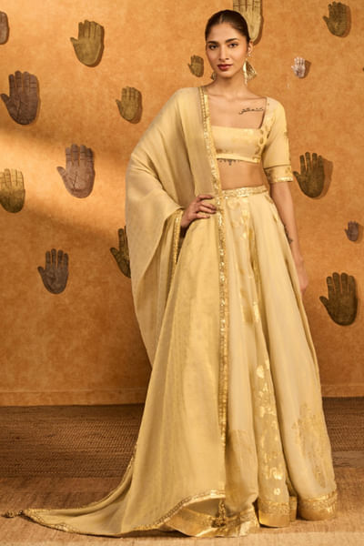 Ivory foil printed lehenga set