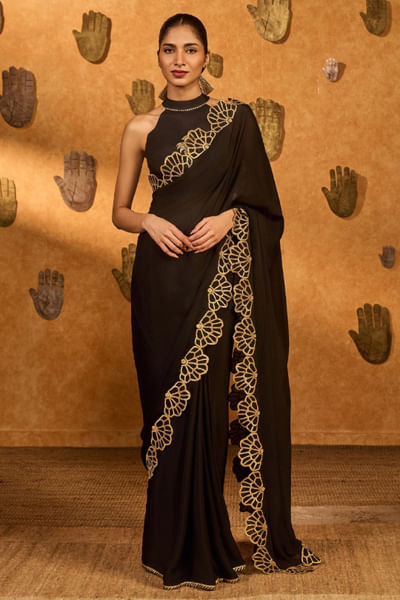 Black gota embroidered saris et