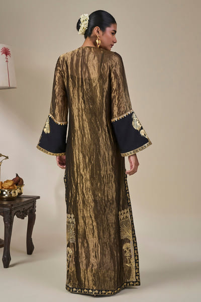 Masaba Black embellished foil print kaftan MASAAUG26D151210