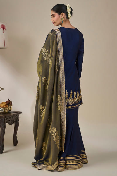 Masaba Midnight blue hand embroidered sharara set MASAAUG26D151216