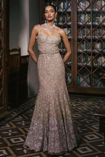 Gold wildflower embroidered gown