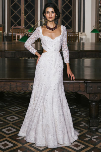 Ivory wildflower embroidered gown