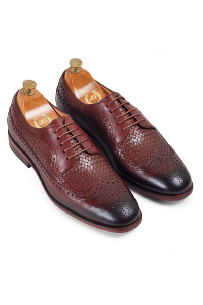 Modello Domani Brown woven leather Oxfords MDOJAN2319
