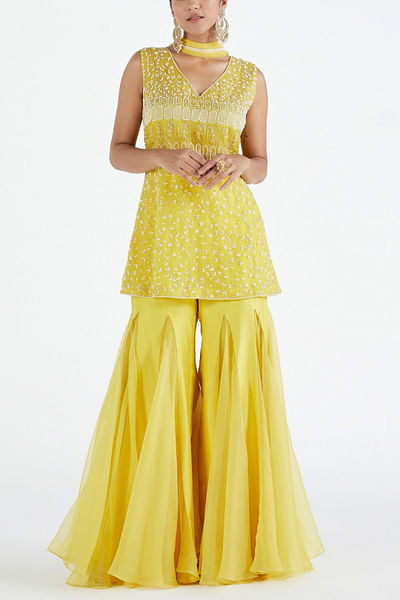 Lime yellow gharara set