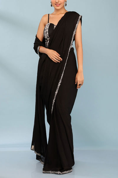 Charcoal black sari set