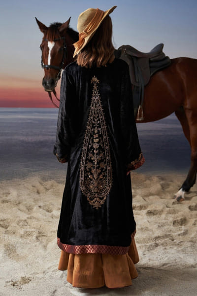 Black zardozi embroidered cape