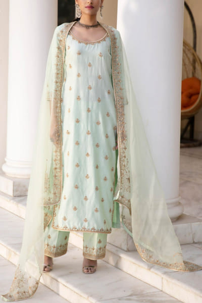 Pista green kurta set