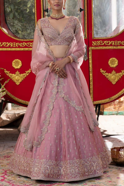Lilac embellished lehenga set