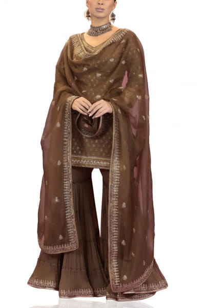 Embellished chanderi gharara set