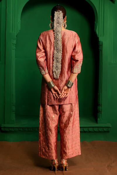 Charu Makkar Pink gota embroidered co-ord set CHARJUL26D149439
