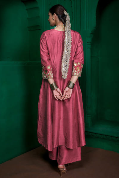 Charu Makkar Pink applique embroidered kurta set CHARJUL26D149457