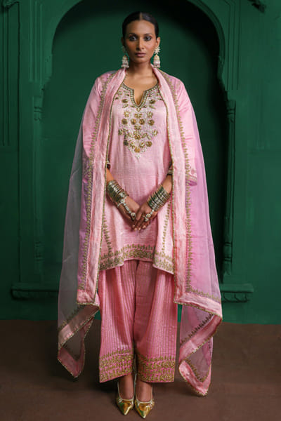 Charu Makkar Rose pink applique farshi salwar set CHARJUL26D149460