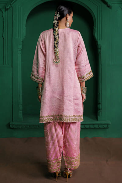 Charu Makkar Rose pink applique farshi salwar set CHARJUL26D149460
