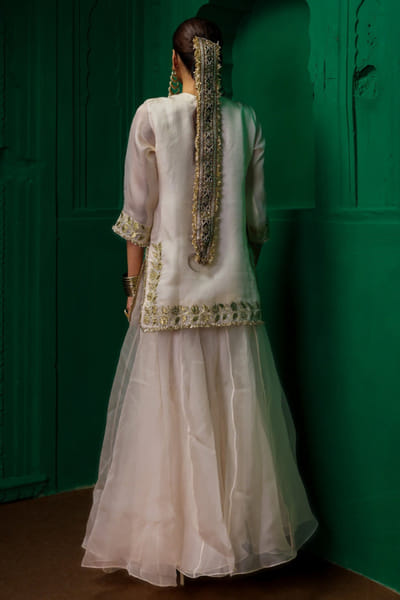 Charu Makkar Pearl white applique sharara set CHARJUL26D149463