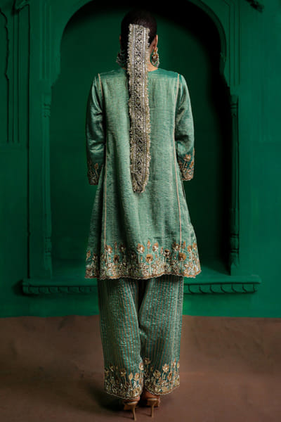 Charu Makkar Green applique farshi kurta set CHARJUL26D149469
