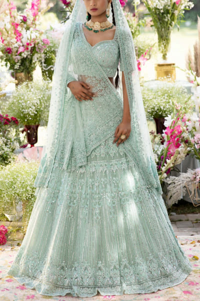 Sea green lehenga set
