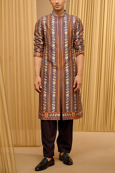 Brown floral printed kurta