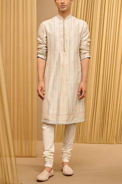 Ivory geometric printed kurta