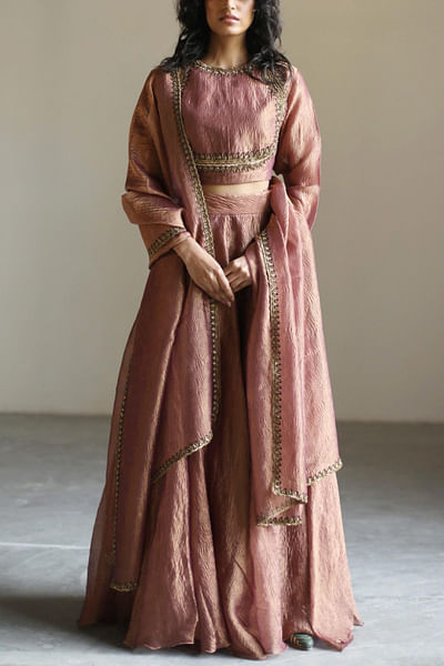 Metallic pink lehenga set