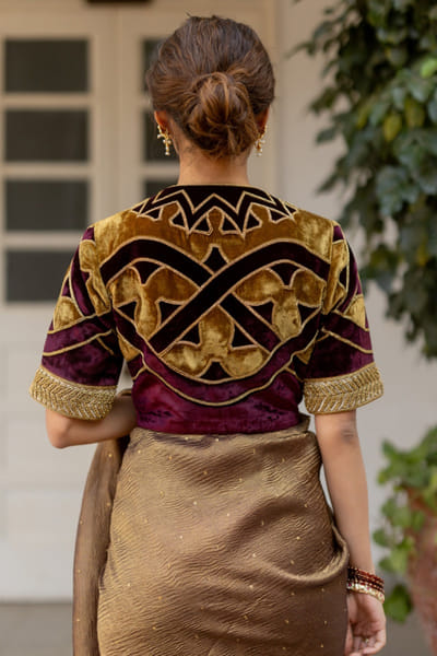 Mimamsaa Toasted caramel tissue silk sari MIMAAPR26D143156