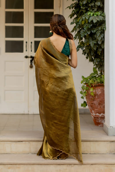 Mimamsaa Charcoal tissue silk sari MIMAAPR26D143161