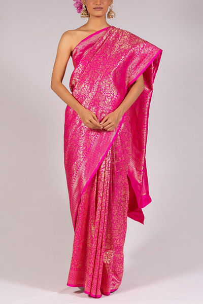 Magenta handwoven sari
