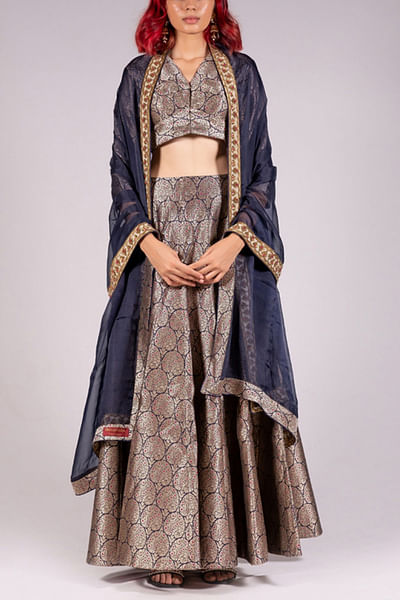 Navy blue lehenga set