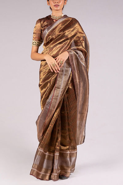 Silk tissue sari set