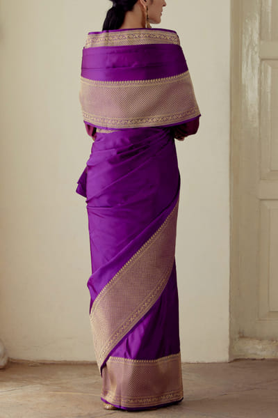 Mimamsaa Purple satin silk sari set MIMSEP2220