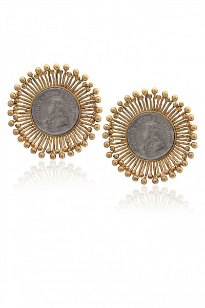 Coin earrings with spiked detail