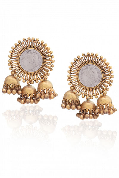 Coin earring with jhumkis