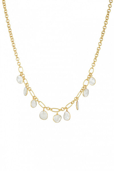 Moonstone embellished gold plated necklace