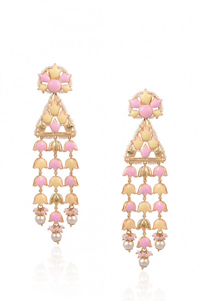 Pink embellished tassel earrings