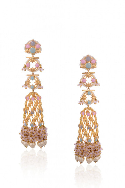Gold floral jhumkis