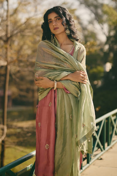 Rashika Mittal Sage green embellished dupatta RASHJUN26D146580