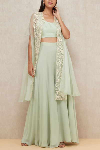 Mint crop top and palazzo pants
