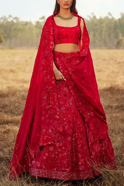Pink embroidered lehenga set