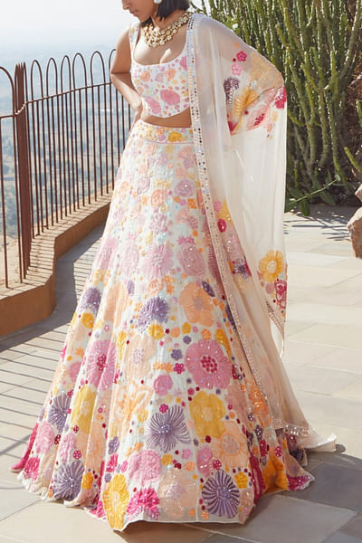 Ivory embellished lehenga set