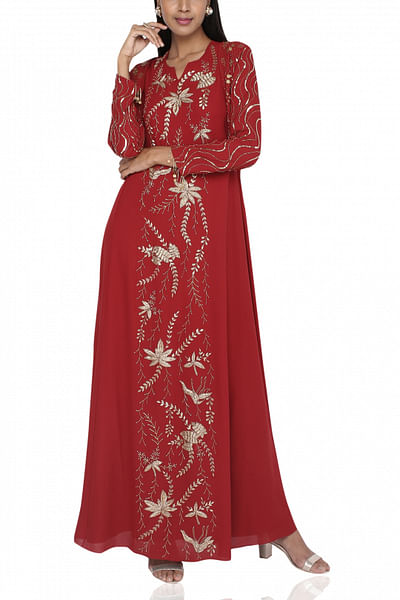 Embroidered long gown with jacket