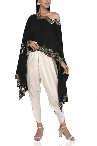 Embroidered cape with dhoti pants