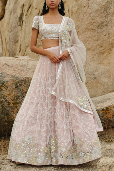 Champagne pink lehenga set