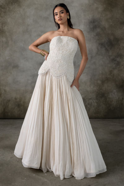 White embroidered lehenga corset