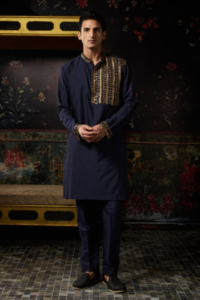Blue embroidered kurta set