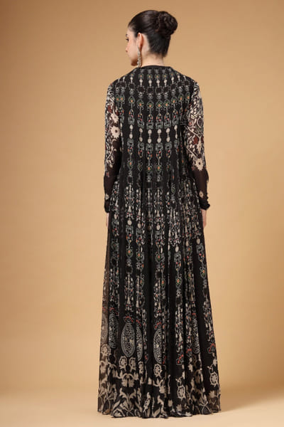 Gazab by Miku Kumar Black printed and embroidered anarkali set GAZNOV25D138686