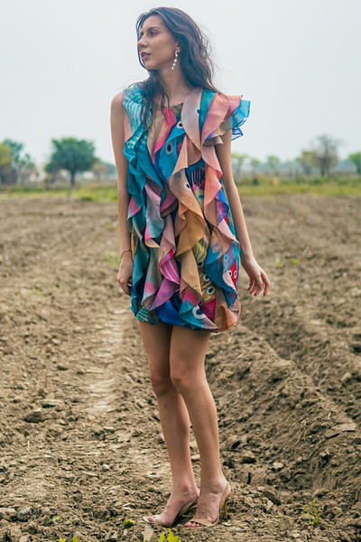 Multicolour printed short dress