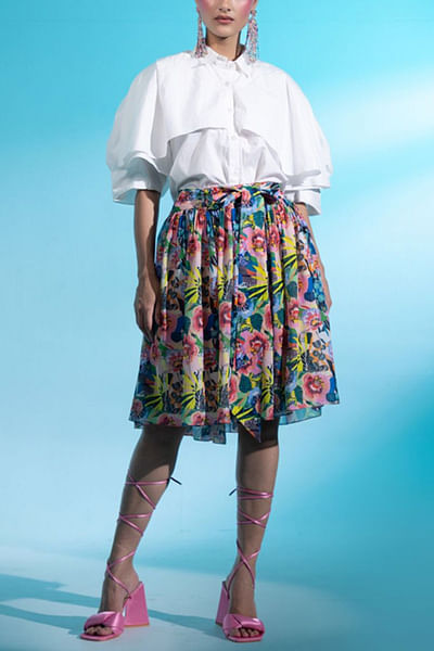 White frilled shirt and skirt