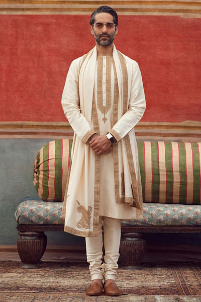 Ivory embroidered kurta set