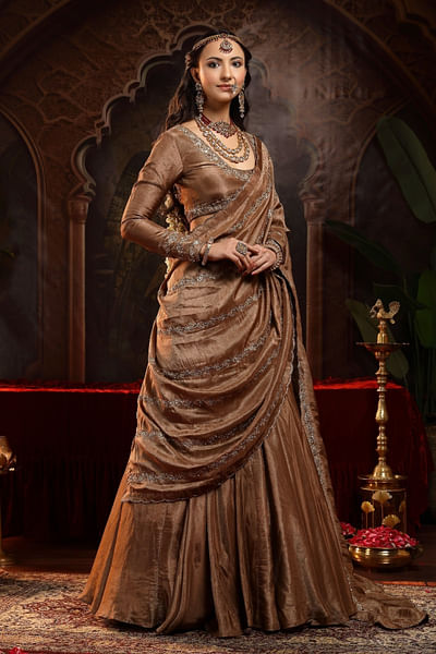 Copper A-line lehenga set